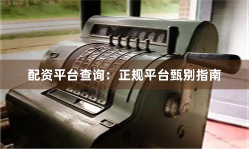 配资平台查询：正规平台甄别指南